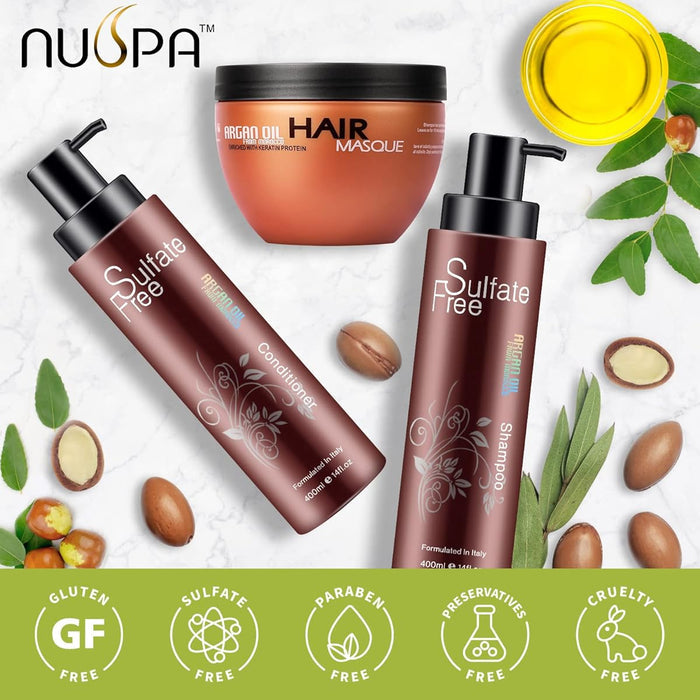 NUSPA Luxury Sulfate Free Argan Oil Hair Care Set - DOKAN