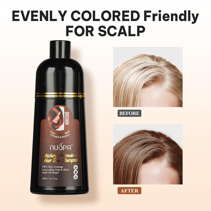 NUSPA Natural Hair Dye Argan Oil Infused Shampoo 400 ML - DOKAN