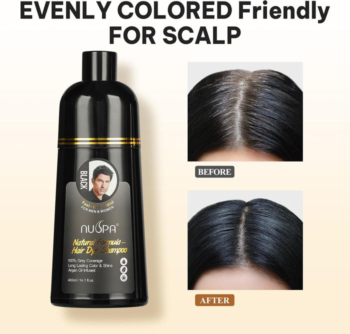 NUSPA Natural Hair Dye Argan Oil Infused Shampoo 400 ML - DOKAN