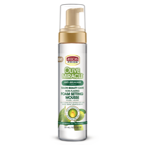 OLIVE MIRACLE Non-Flaking Foam Setting Mousse 8.5oz by AFRICAN PRIDE