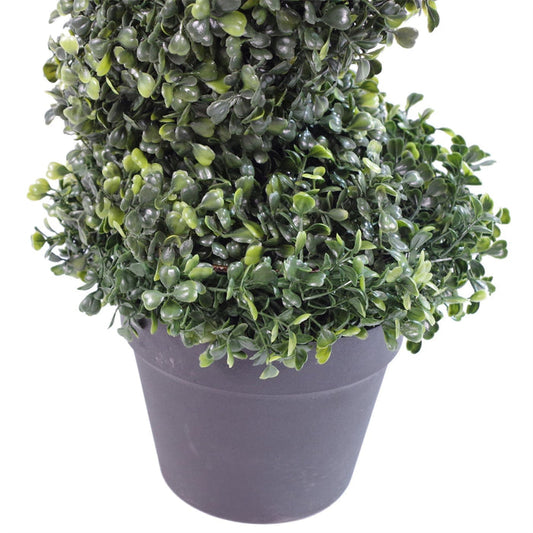 Pair of 120cm (4ft) Tall Artificial Boxwood Tower Trees Topiary Spiral Metal Top