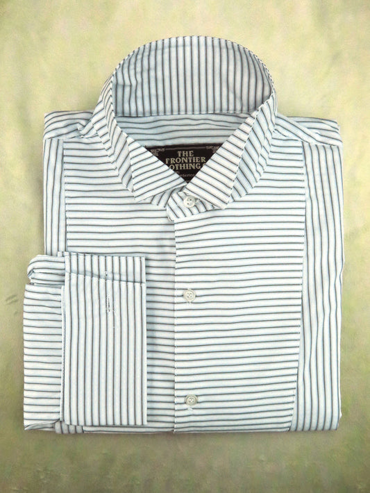 Pale Blue and Black Stripe Men's Tuxedo Shirt