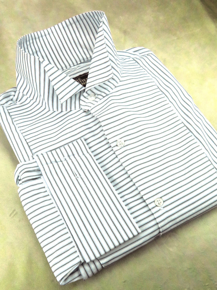 Pale Blue and Black Stripe Men's Tuxedo Shirt