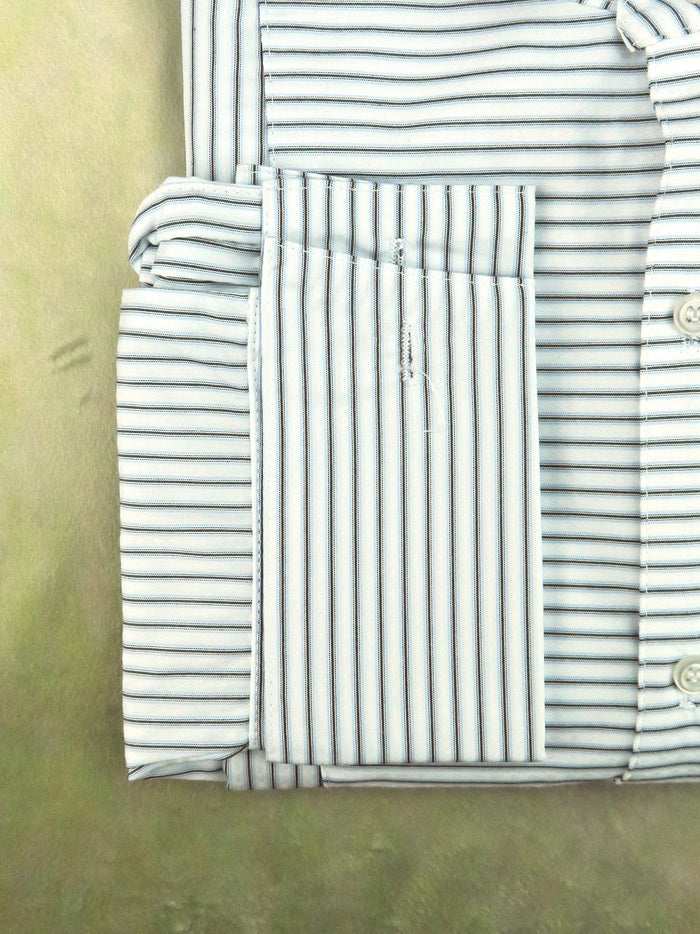 Pale Blue and Black Stripe Men's Tuxedo Shirt