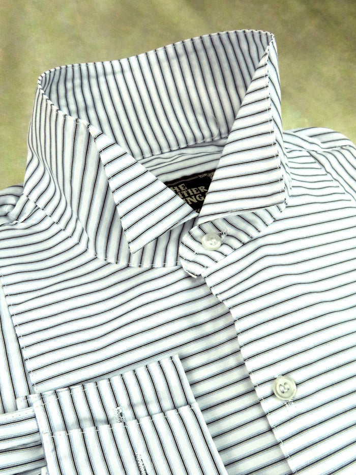 Pale Blue and Black Stripe Men's Tuxedo Shirt