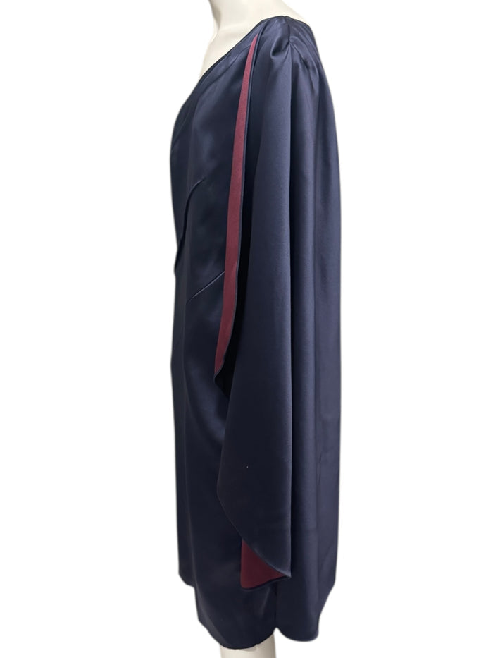Pamella Roland Navy One-Shoulder Draped Cocktail Dress – Fits Like L