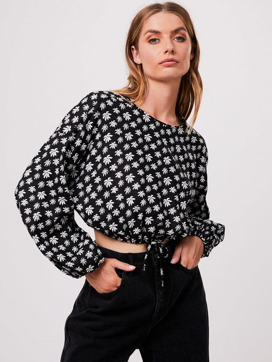 Pascale - Hemp Cropped Long Sleeve Top | Black-Image 1