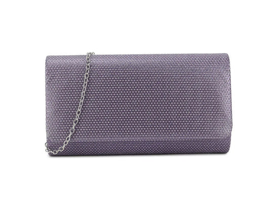 Purple Glitter Embellished Coloured Clutch Bag