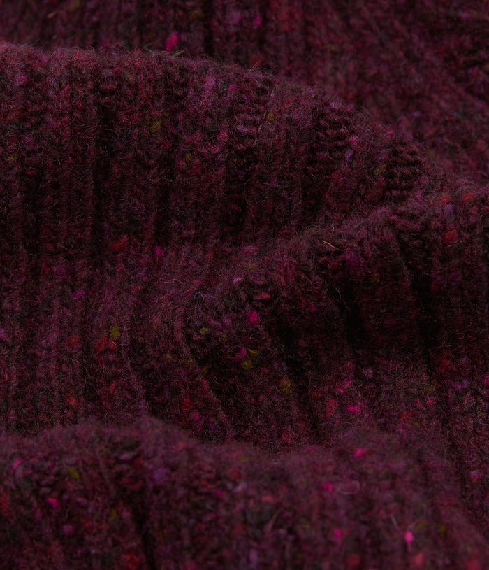Purple Ribbed Merino Donegal Knit Cap