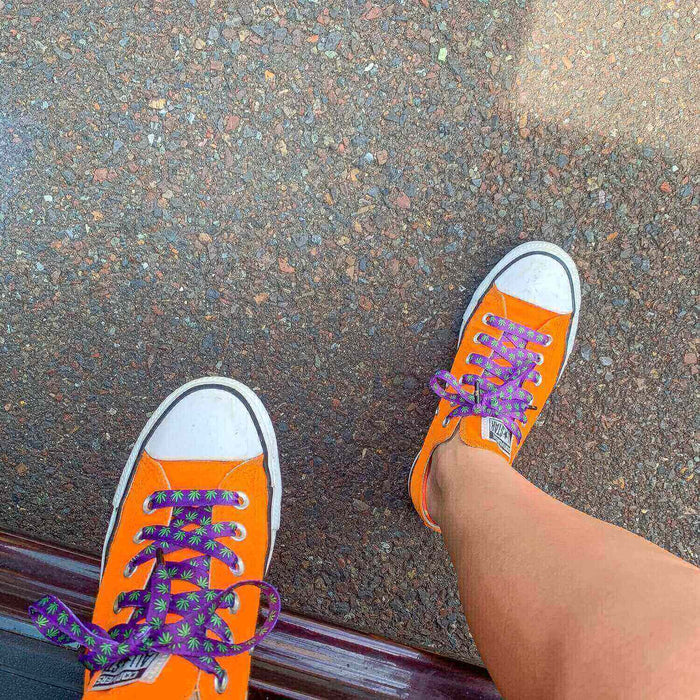 Purple Weed Shoelaces | Flat Printed Shoelaces | 100% Recycled Materials | Adult Sizes