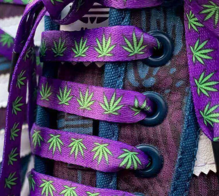 Purple Weed Shoelaces | Flat Printed Shoelaces | 100% Recycled Materials | Adult Sizes