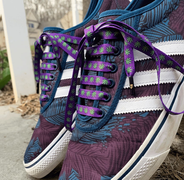 Purple Weed Shoelaces | Flat Printed Shoelaces | 100% Recycled Materials | Adult Sizes