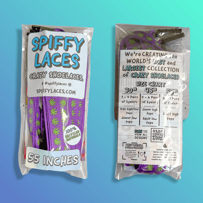Purple Weed Shoelaces | Flat Printed Shoelaces | 100% Recycled Materials | Adult Sizes