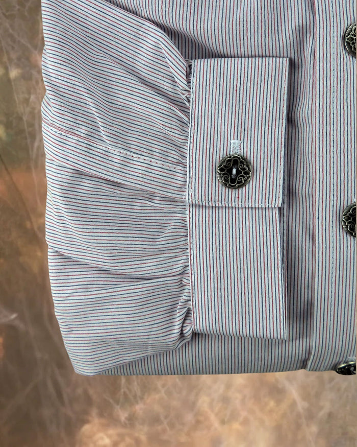 Red and Blue Pencil Stripe Men's Victorian Shirt