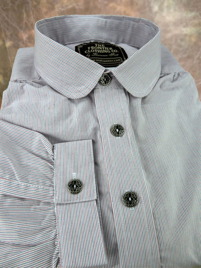 Red and Blue Pencil Stripe Men's Victorian Shirt