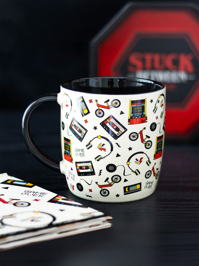 Retro 80s Print Rounded Ceramic Mug | One Colour-Image 1