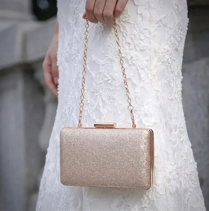 Wedding Accessories - Champagne Rose Gold Bridal Handbag Clutch