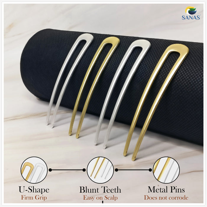 Metal U-shaped hair pins for women – Sanas hair accessories