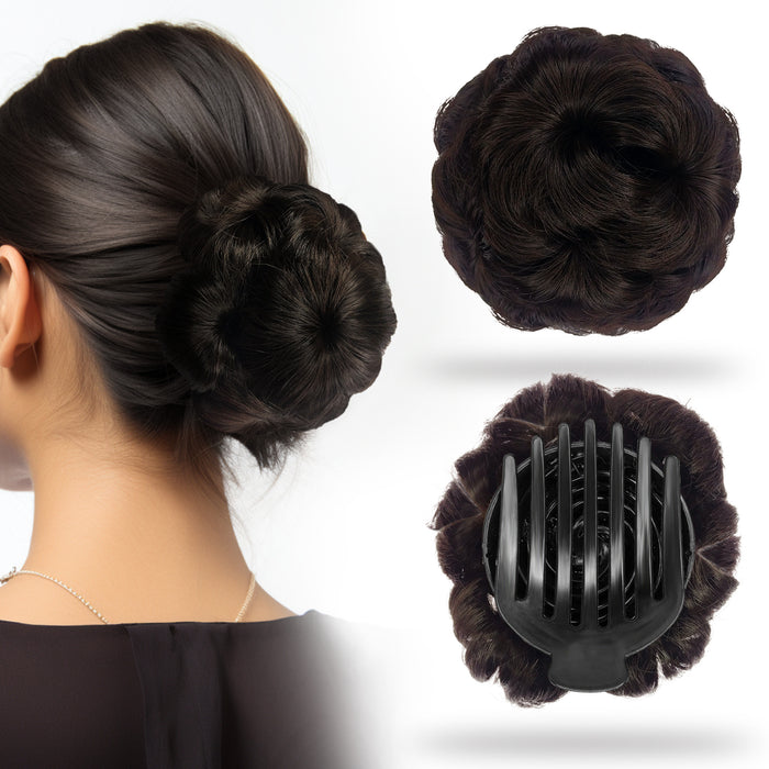 SANAS Brown Bun Clip Hair Extension for Women