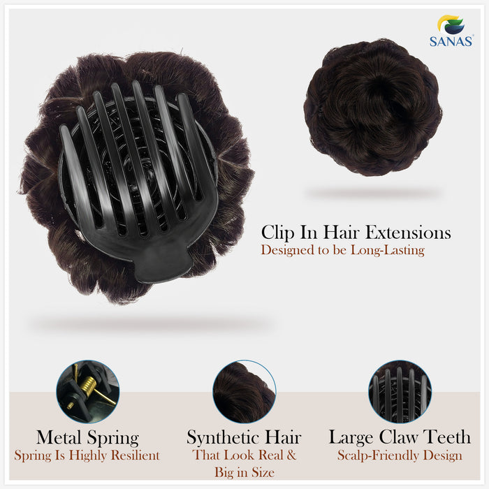 Brown Hair Bun Extension with Secure Clip