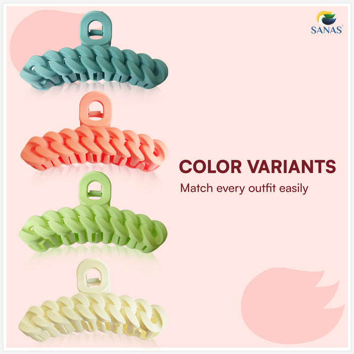 Matte finish hair claw clips with non-slip grip