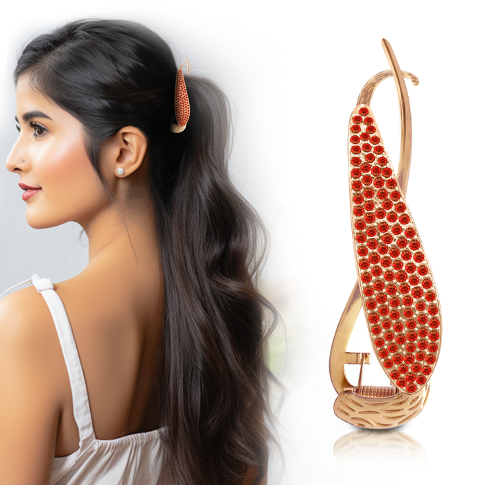 SANAS Red Diamond Banana Hair Clip for Women