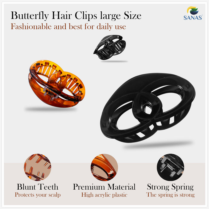 Strong grip hair claw clips in black and brown
