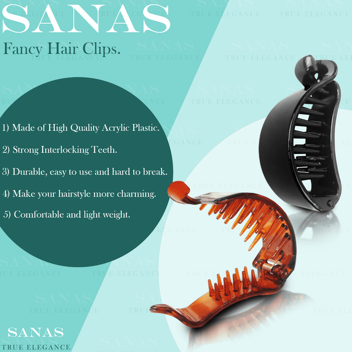 Black and brown banana hair clips for women's hair