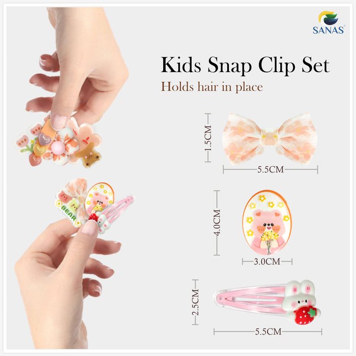 Orange Floral Baby Hair Barrettes for Girls with Gentle Snap Clips by SANAS