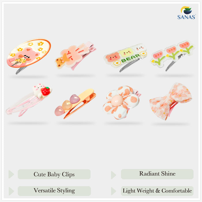 Cute Floral Baby Hair Accessories for Girls Orange Hair Clip Set by SANAS