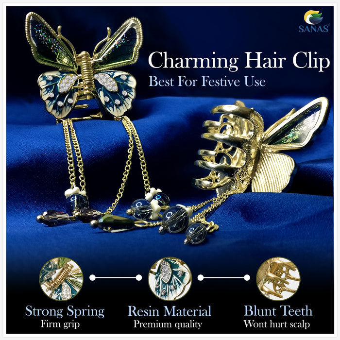 SANAS Resin Butterfly Hair Clip Hair Accessories for Women and Girls (1 Pc)