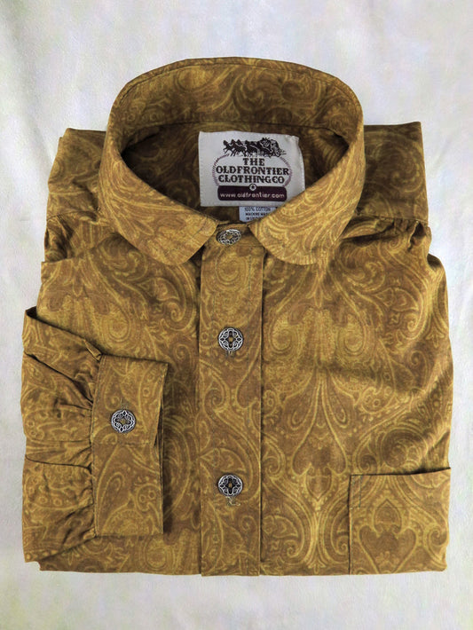 Sandstone Floral Paisley Men's Victorian Shirt