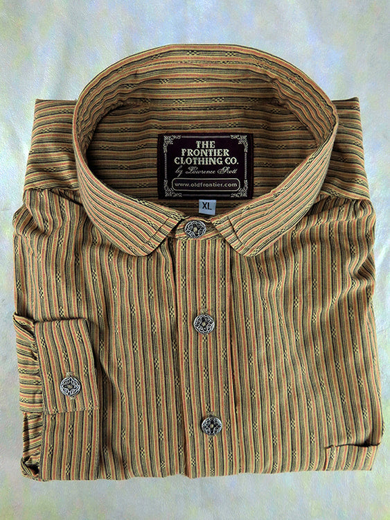 Sawmill Tan and Rust Stripe Men's Victorian Shirt
