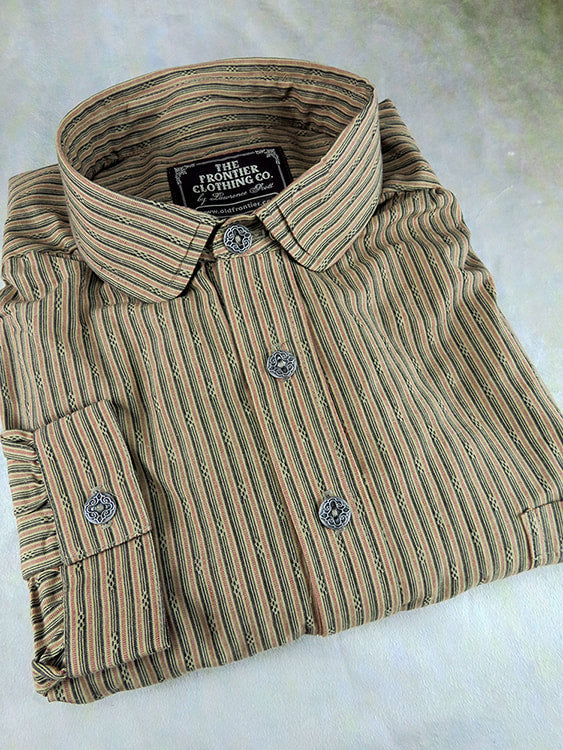 Sawmill Tan and Rust Stripe Men's Victorian Shirt