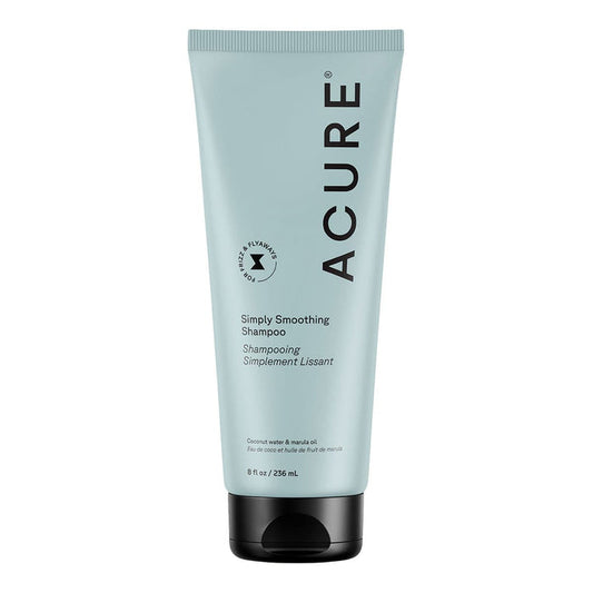 Acure Simply Smoothing Shampoo tube on a white background.