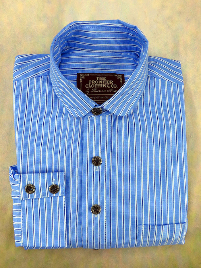 Sky Blue and White Dotted Stripe Men's Dakota Shirt