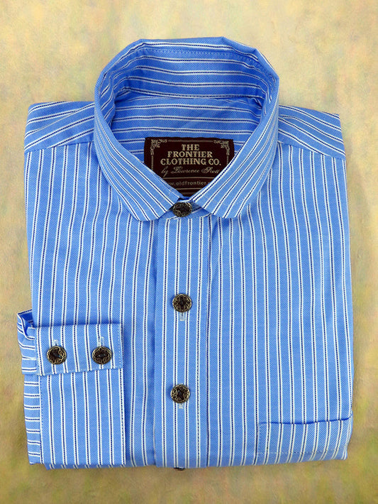 Sky Blue and White Dotted Stripe Men's Dakota Shirt
