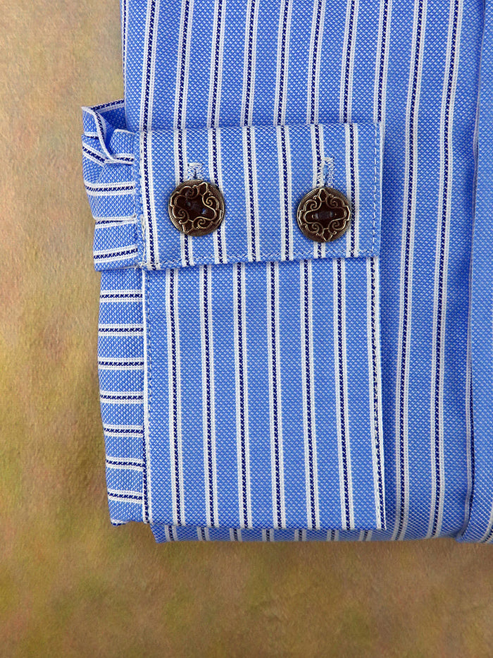 Sky Blue and White Dotted Stripe Men's Dakota Shirt