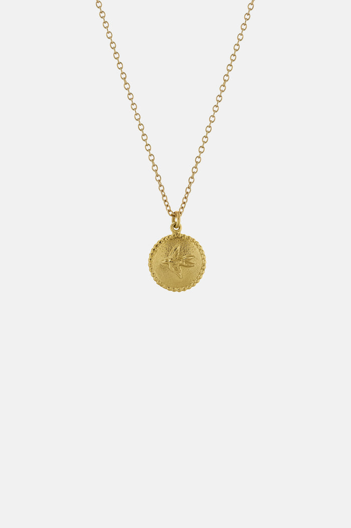 Alex Monroe Small Ex Voto Swallow Necklace Gold.