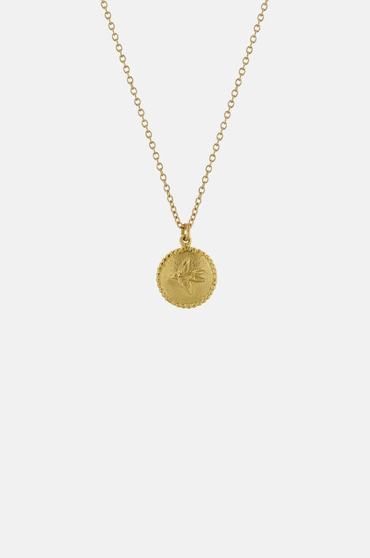 Alex Monroe Small Ex Voto Swallow Necklace Gold.