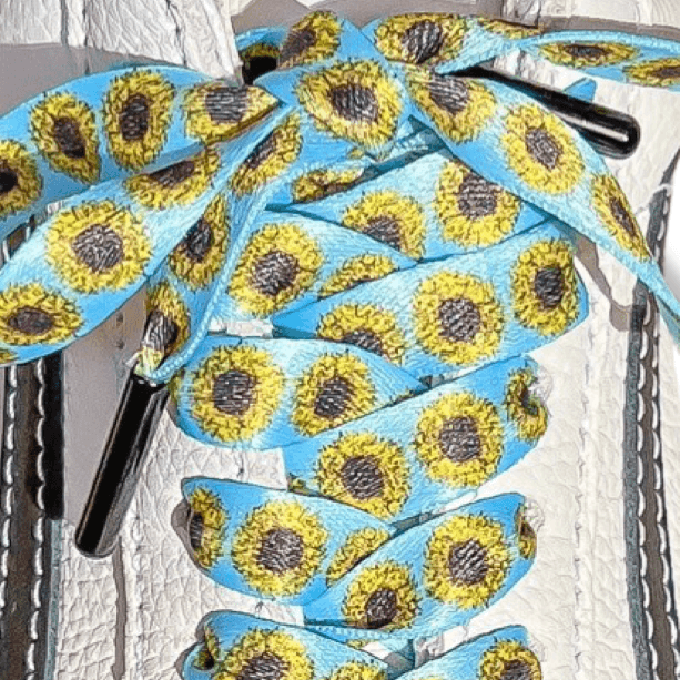 Sunflower Shoelaces | Flat Printed Shoelaces | 100% Recycled Materials | Adult & Kids Sizes