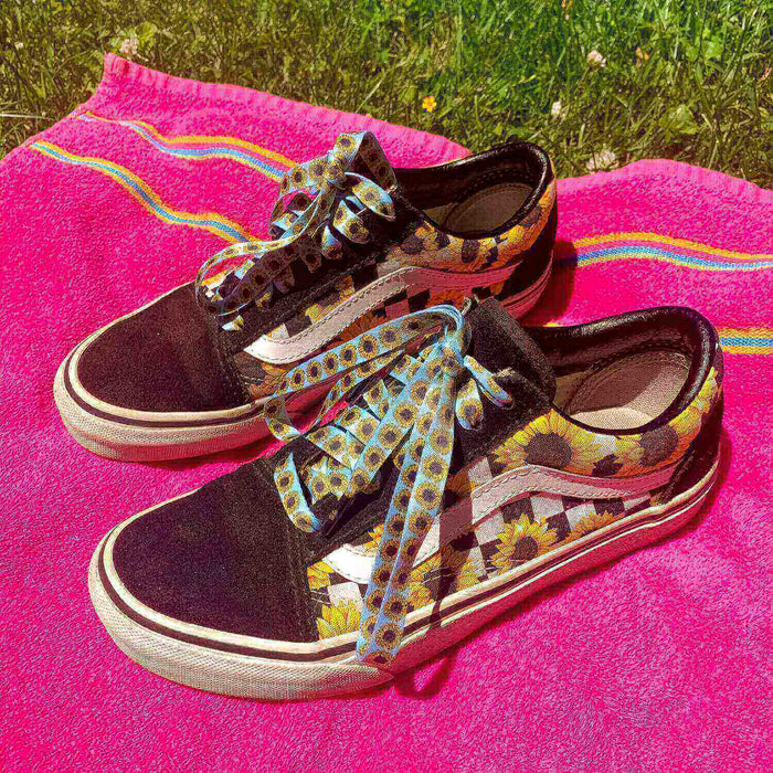 Sunflower Shoelaces | Flat Printed Shoelaces | 100% Recycled Materials | Adult & Kids Sizes