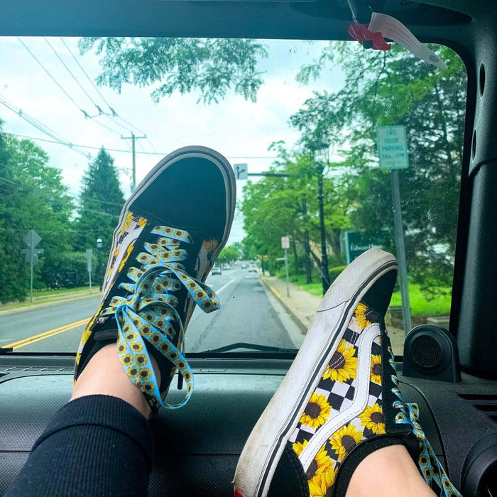 Sunflower Shoelaces | Flat Printed Shoelaces | 100% Recycled Materials | Adult & Kids Sizes