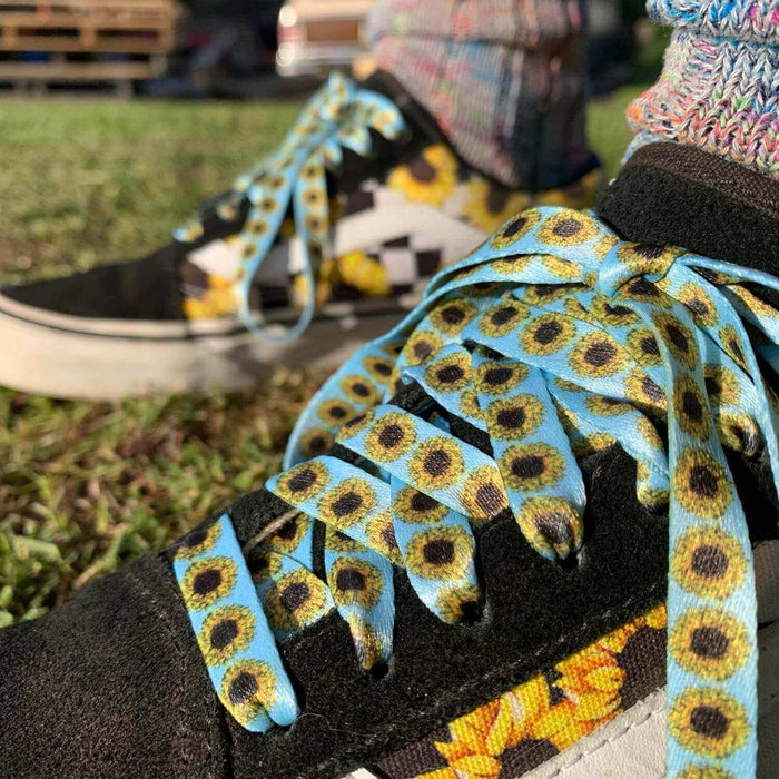 Sunflower Shoelaces | Flat Printed Shoelaces | 100% Recycled Materials | Adult & Kids Sizes