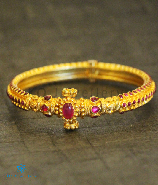 The Aaratrika Silver Kempu Bracelet- Single (Red/Size 2.2/2.4/2.6/2.8)