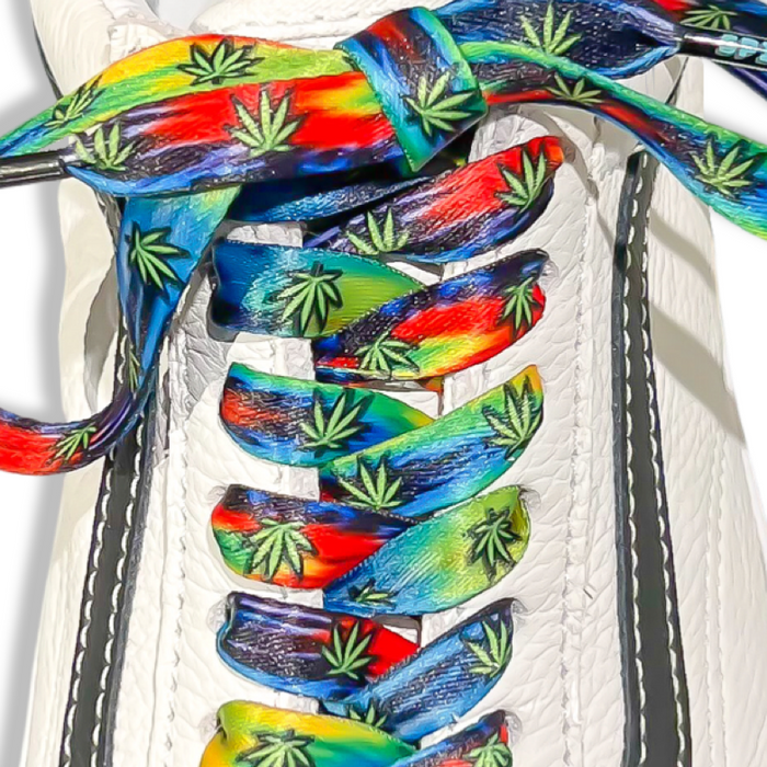 Tie-Dye Weed Shoelaces | Flat Printed Shoelaces | 100% Recycled Materials | Adult Sizes