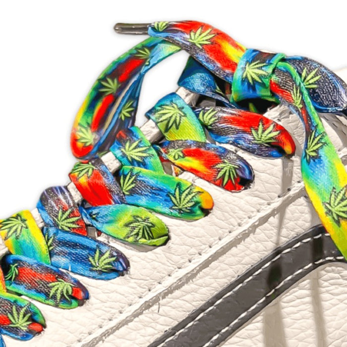 Tie-Dye Weed Shoelaces | Flat Printed Shoelaces | 100% Recycled Materials | Adult Sizes