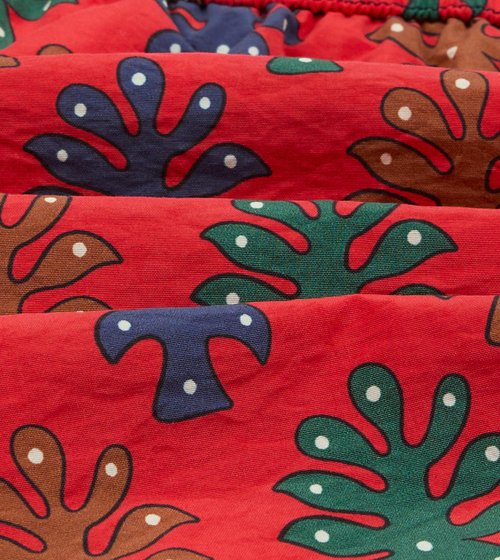 Tree Print Nylon Drawstring Swim Shorts