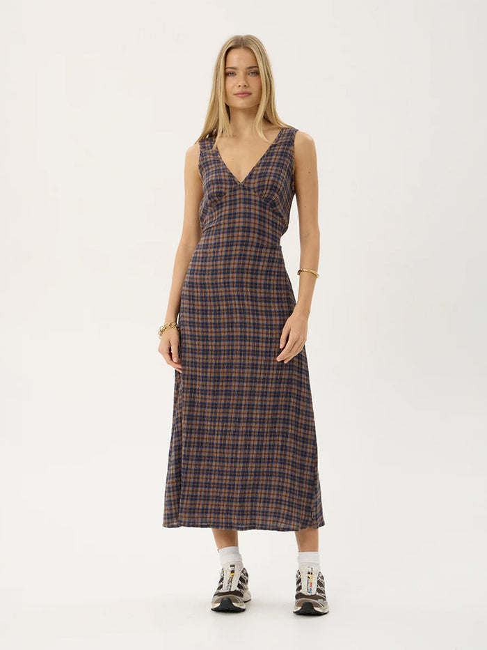 Tully - Seersucker Maxi Dress | Indigo Check-Image 2