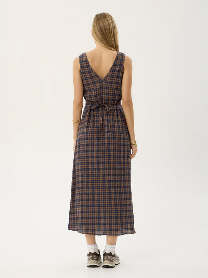 Tully - Seersucker Maxi Dress | Indigo Check-Image 4